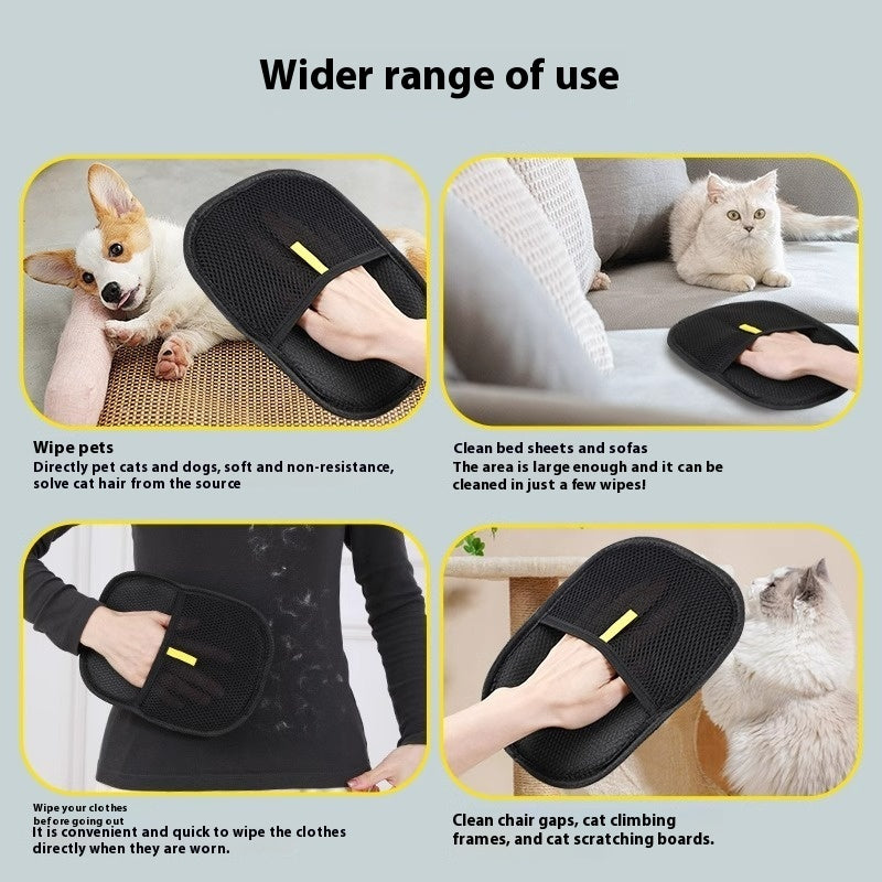 Pet hair remover glove for cats and dogs