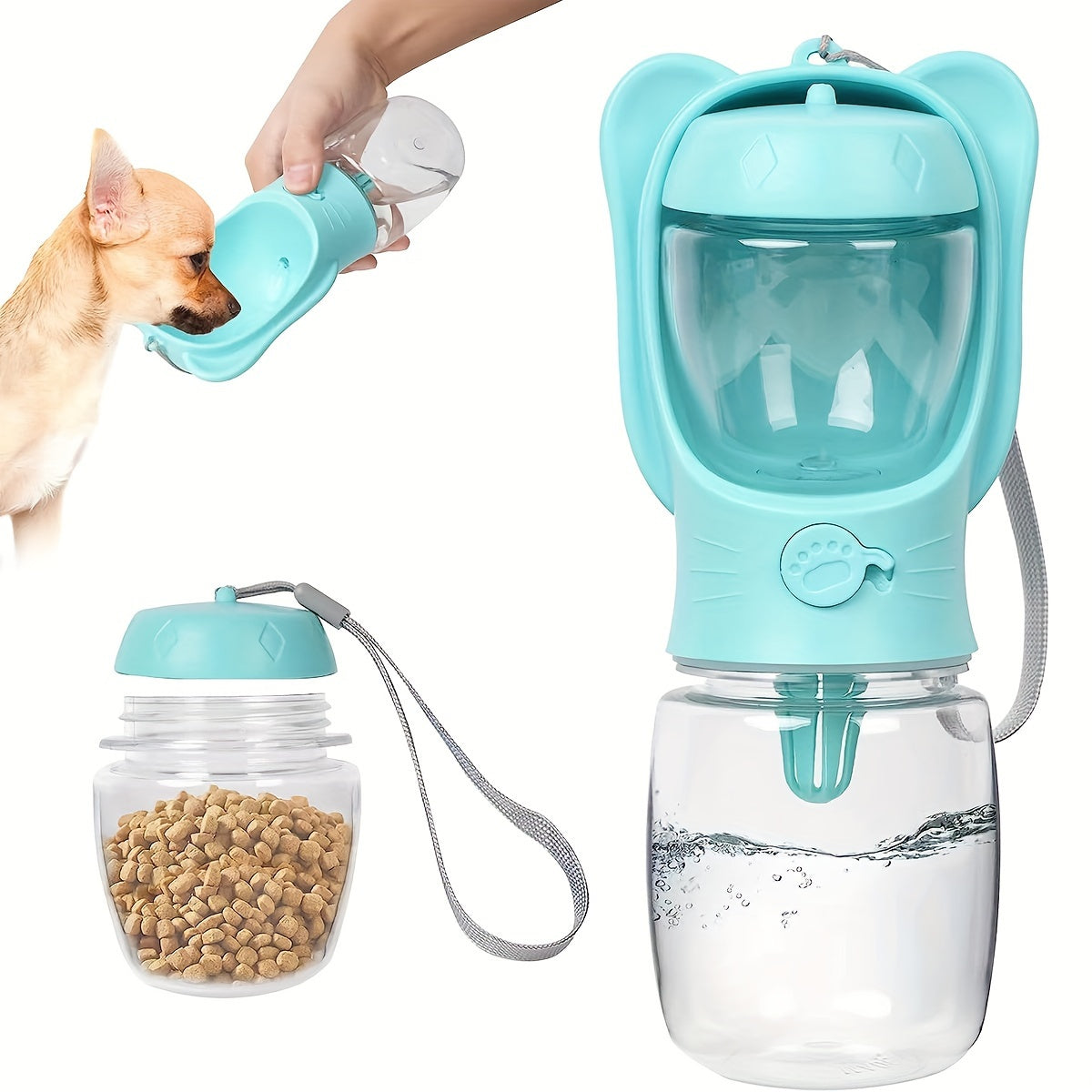 2-in-1 portable dog water bottle and food container